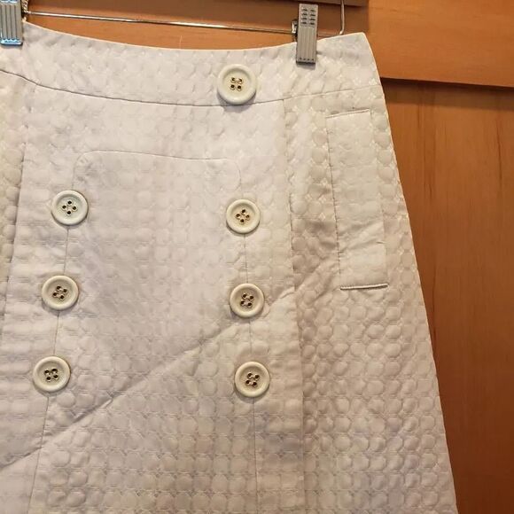 BCBG Max Azria “Penny” Military Style Double Button Cream skirt - Picture 2 of 9